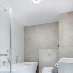 Straluma Ronde badkamer plafonnière nikkel met opaal glas><noscript><img width=