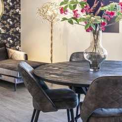Straluma Ronde eettafel zwart mangohout met zwarte poot></noscript> Eettafels
