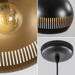 Straluma Ronde hanglamp koepel zwart/goud 40 cm><noscript><img width=