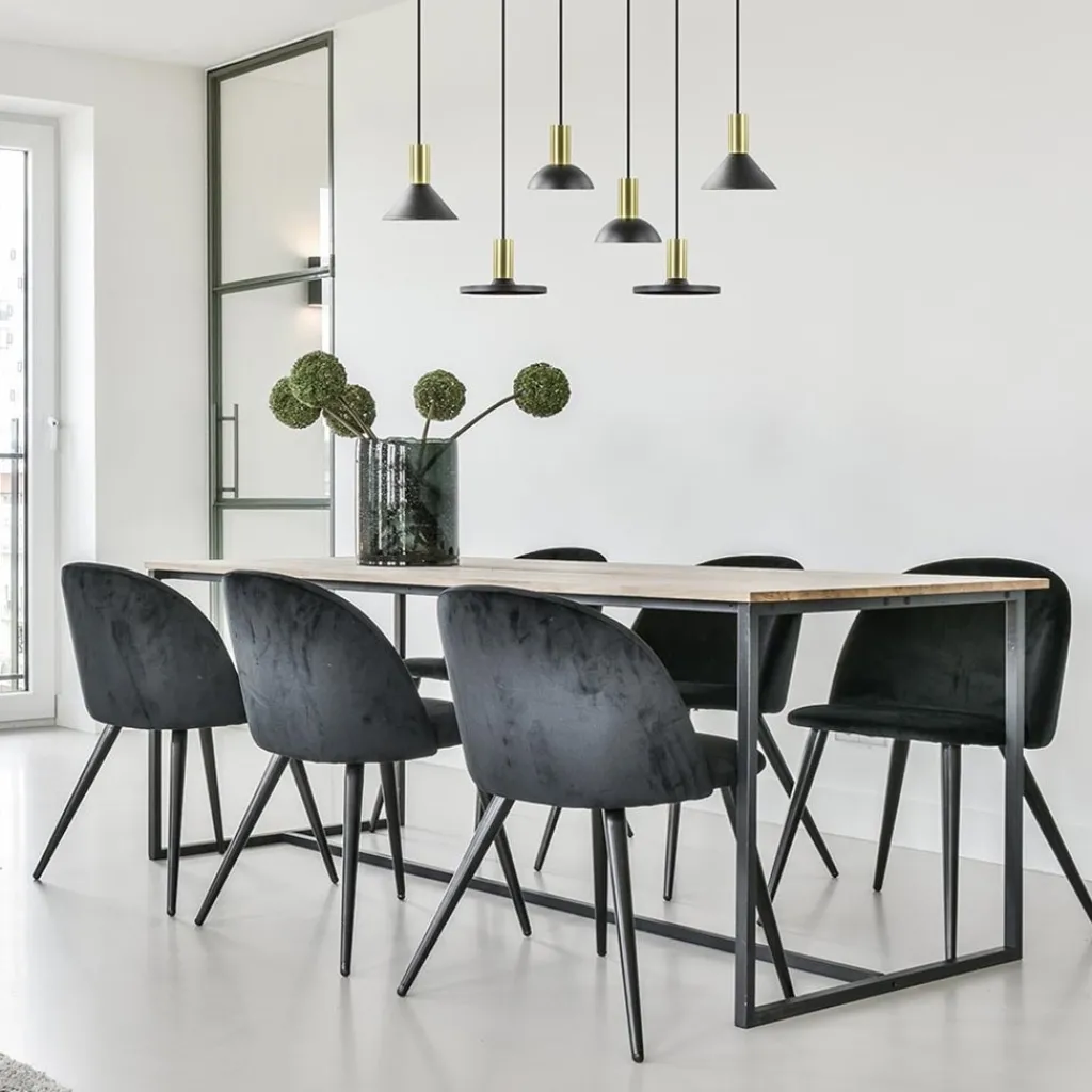 Straluma Ronde hanglamp zwart met brons klein> Keukenverlichting|Eetkamerverlichting