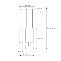 Straluma Ronde 3-lichts hanglamp cilinders inclusief LED><noscript><img width=