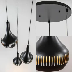 Straluma Ronde 3-lichts hanglamp mat zwart met goud><noscript><img width=