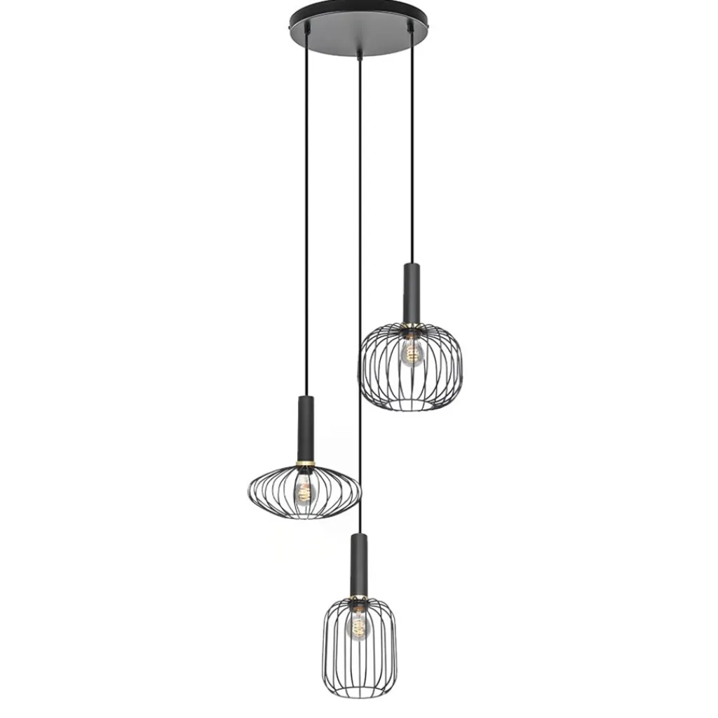 Straluma Ronde 3-lichts hanglamp met draadkappen divers> Eettafellampen|Draadlampen