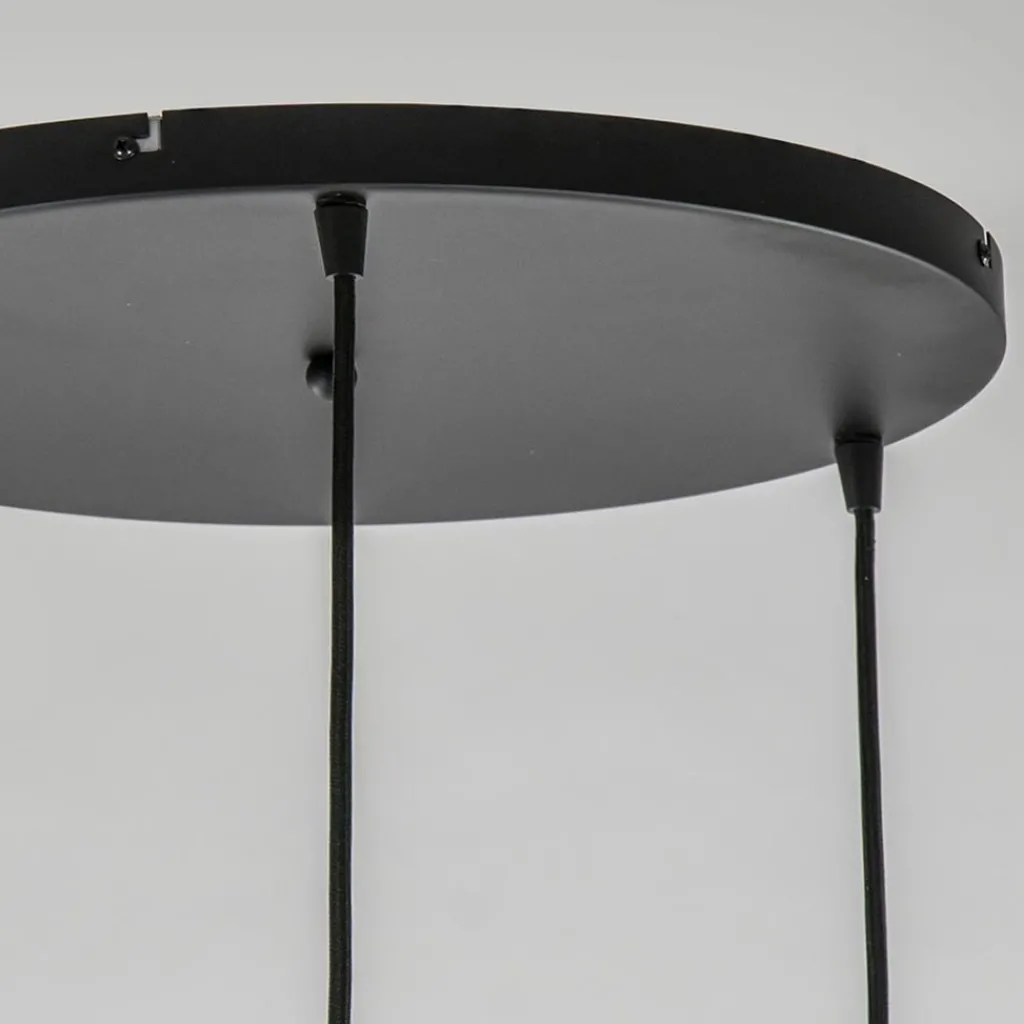 Straluma Ronde 3-lichts hanglamp zwart met smoke/helder glas> Eettafellampen|Keukenverlichting