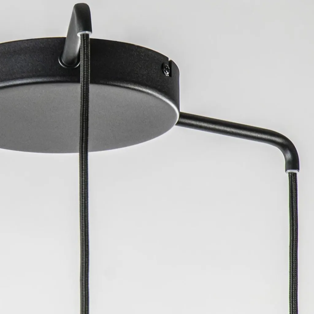 Straluma Ronde 3-lichts hanglamp zwart/marmer met smoke glas> Eettafellampen|Eetkamerverlichting