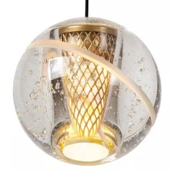 Straluma Ronde 5-lichts LED hanglamp goud met helder glas><noscript><img width=