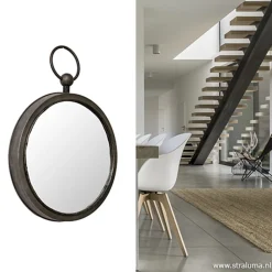 Straluma Ronde metalen spiegel zink/grijs klein></noscript> Light and Living