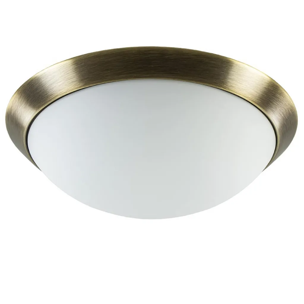 Straluma Ronde plafondlamp brons met wit glazen kap> Plafonnières|Keukenverlichting