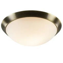 Straluma Ronde plafondlamp brons met wit glazen kap> Plafonnières|Keukenverlichting
