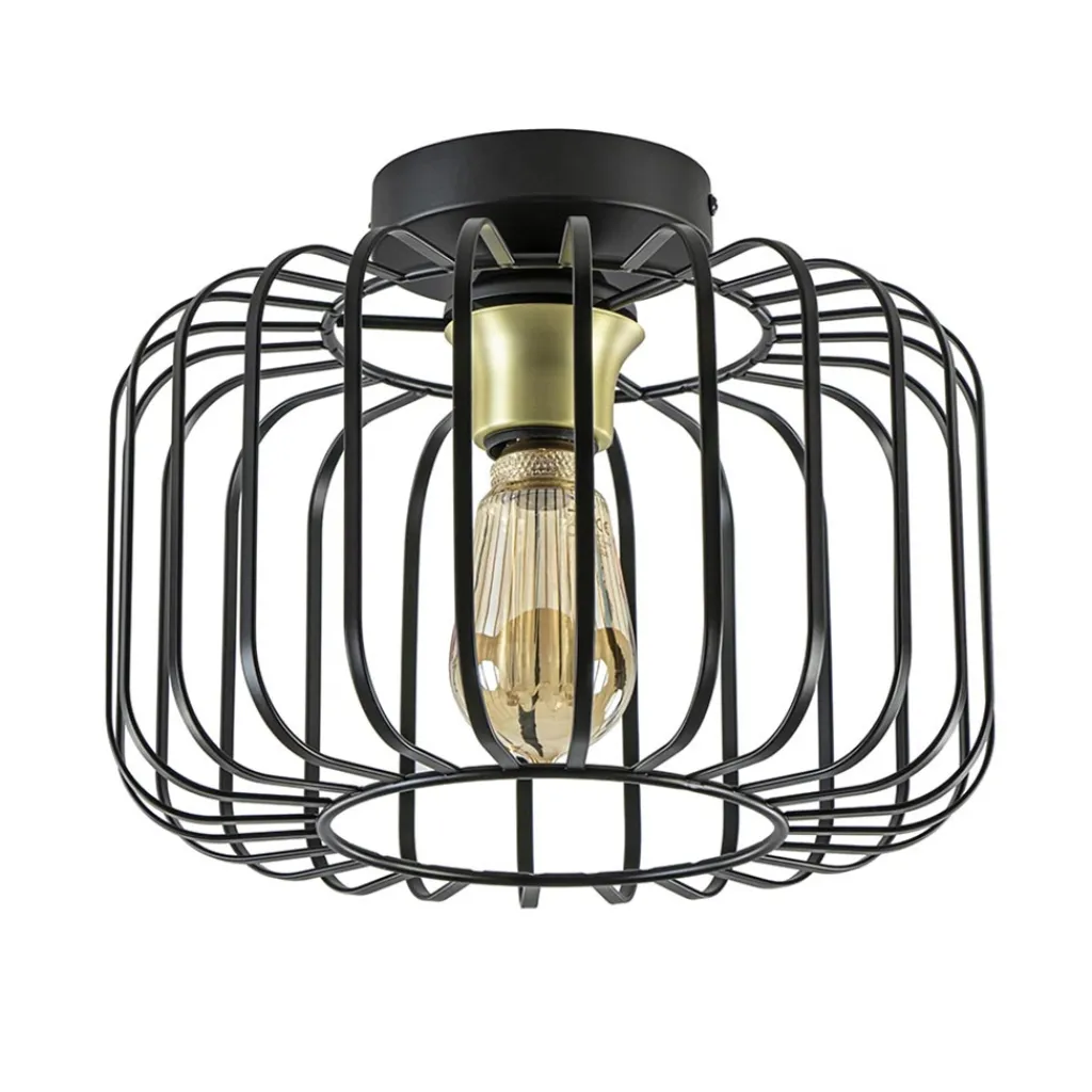 Straluma Ronde plafondlamp draad zwart met goud> Draadlampen|Keukenverlichting