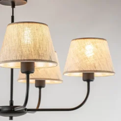 Straluma Ronde plafondlamp 5-lichts zwart met taupe kapjes><noscript><img width=