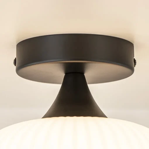 Straluma Ronde plafondlamp retro zwart met wit glas> Plafondlampen|Retro Verlichting