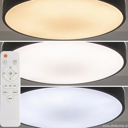 Straluma Ronde plafondlamp zwart inclusief LED en remote> Plafondlampen|Plafonnières