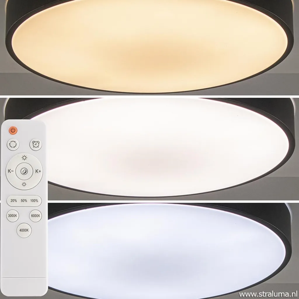 Straluma Ronde plafondlamp zwart inclusief LED en remote> Plafondlampen|Plafonnières