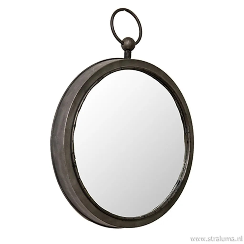 Straluma Ronde spiegel zink/grijs groot 46 cm> Light and Living