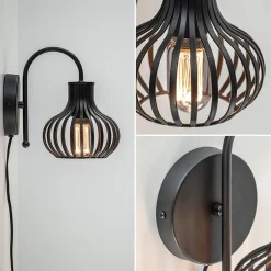 Straluma Scandinavische wandlamp mat zwart met snoer><noscript><img width=