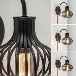 Straluma Scandinavische wandlamp mat zwart met snoer><noscript><img width=