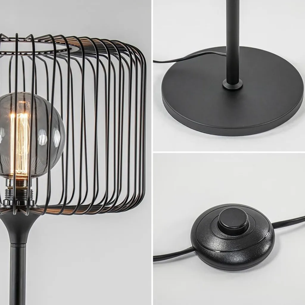 Straluma Scandinavsiche vloerlamp zwart met draadkorf> Vloerlampen|Draadlampen