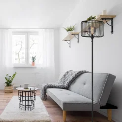 Straluma Scandinavsiche vloerlamp zwart met draadkorf><noscript><img width=