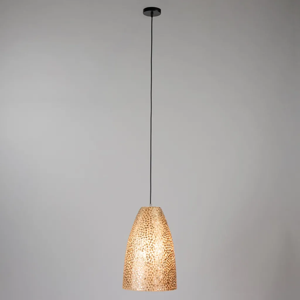 Straluma Schelpen hanglamp goud rond> Schelpenlampen|Woonkamerlampen