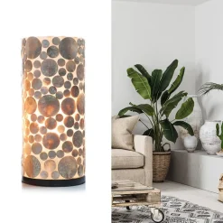 Straluma Schelpen tafellamp cilinder goud/bruin><noscript><img width=