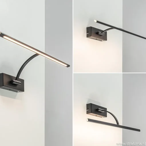Straluma Schilderijlamp zwart 45cm met dimmer> Wandlampen|Woonkamerlampen