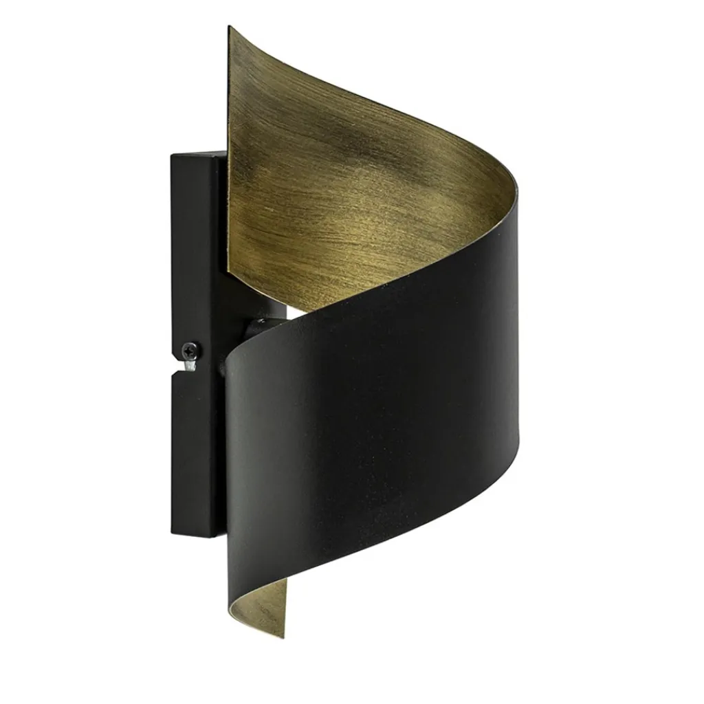 Straluma Sierlijke wandlamp krul zwart met goud> Woonkamerlampen|Slaapkamerlampen