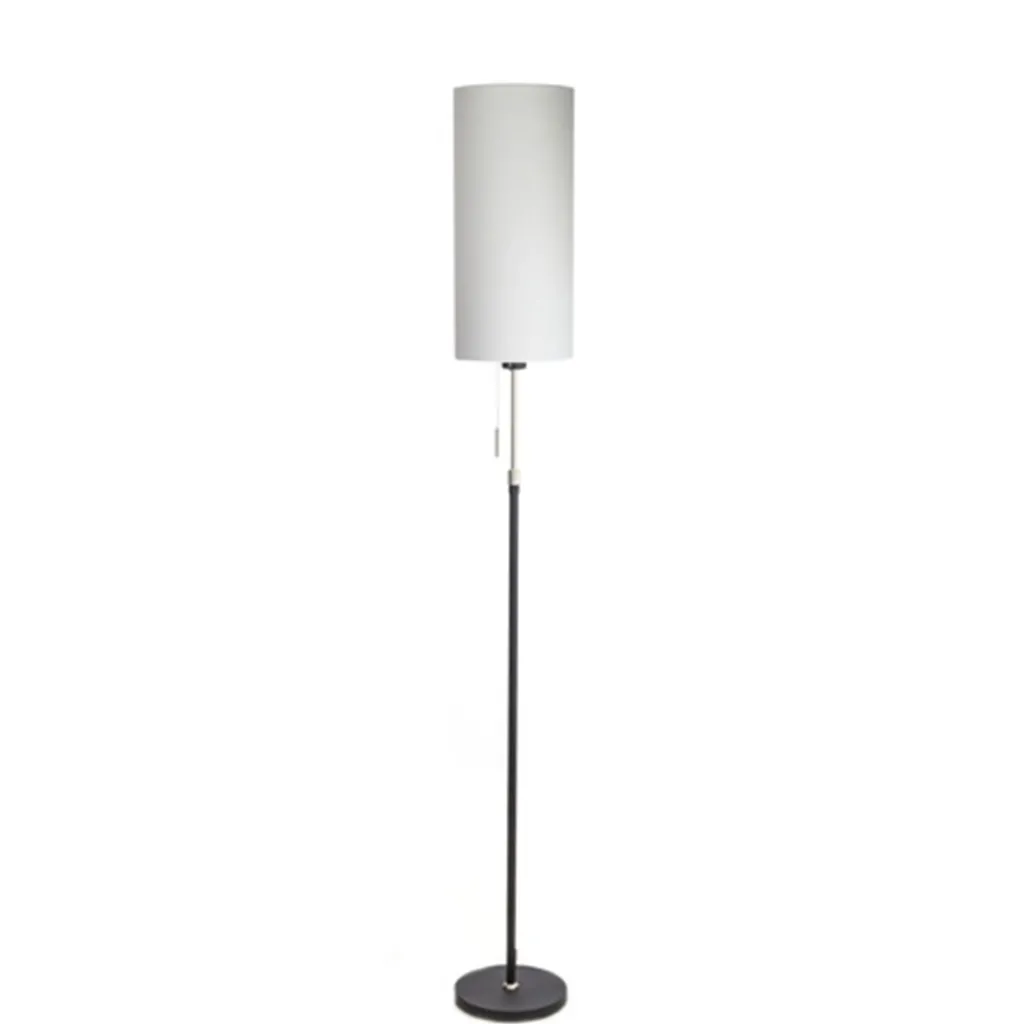 Straluma Smalle vloerlamp zwart-staal linnen kap> Schemerlampen|Woonkamerlampen