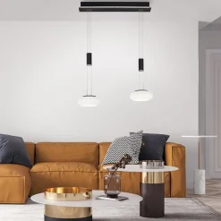 Straluma Smart hanglamp 2-lichts mat zwart met opaal glas dimbaar><noscript><img width=