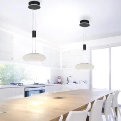 Straluma Smart hanglamp mat zwart met opaal glazen kap><noscript><img width=
