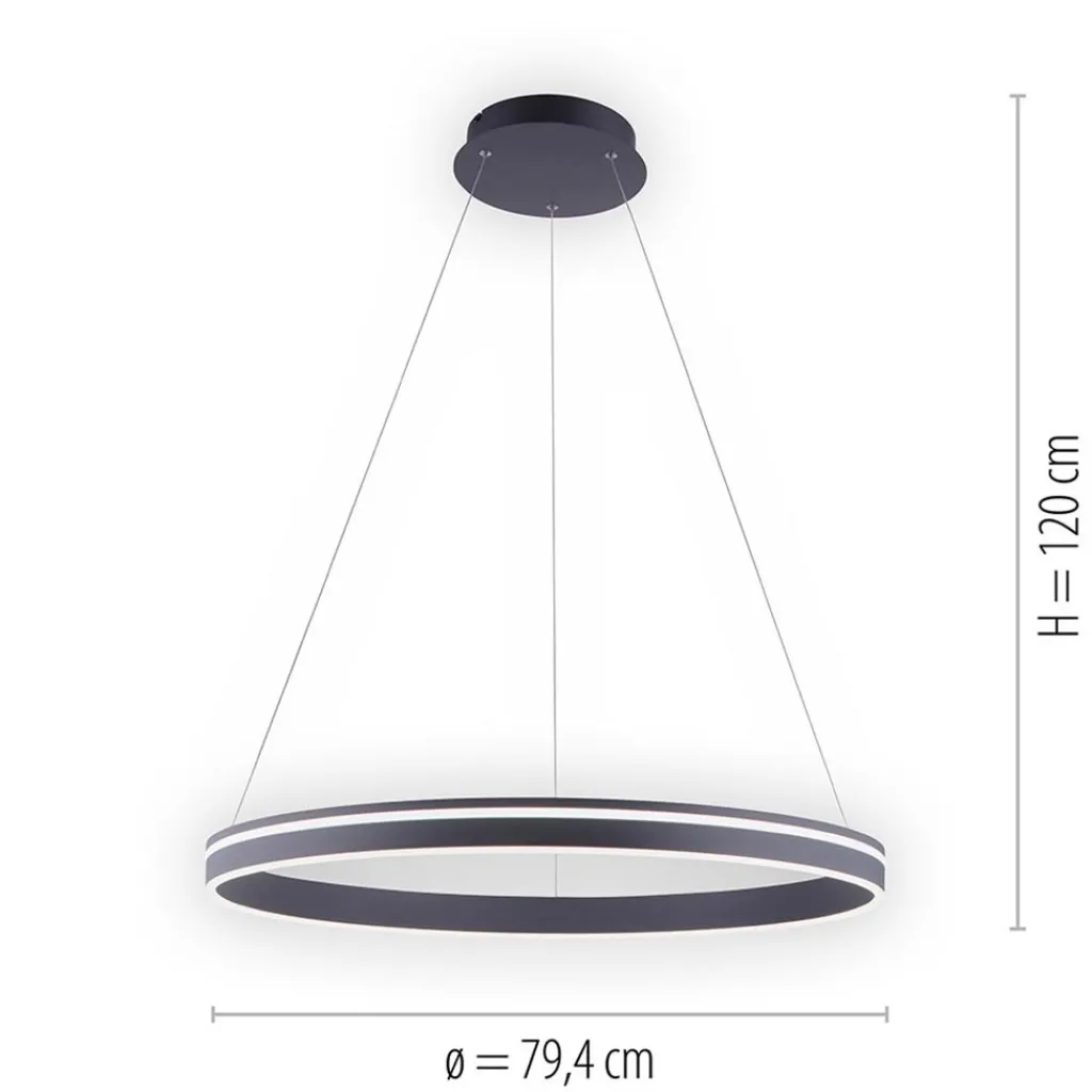 Straluma Smart hanglamp ring groot antraciet> Hanglampen|Smart lampen
