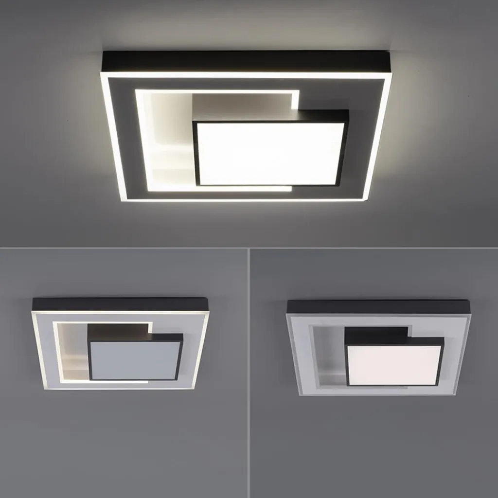 Straluma Smart plafondlamp zwart met grijs vierkant> Plafondlampen|Smart lampen