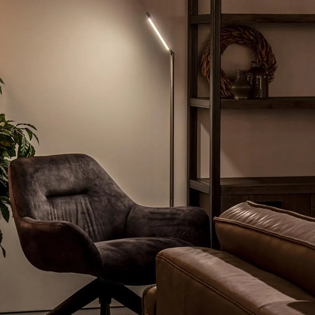 Straluma Staande leeslamp nikkel met dimmer> Vloerlampen|Leeslampen