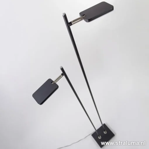 Straluma Staande 2-lichts leeslamp zwart 2xpushdimmer> Vloerlampen|Leeslampen