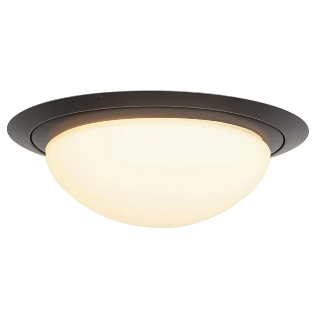 Straluma 3-Standen dimbare LED plafondlamp zwart met wit glas IP44> Plafondlampen|Plafonnières