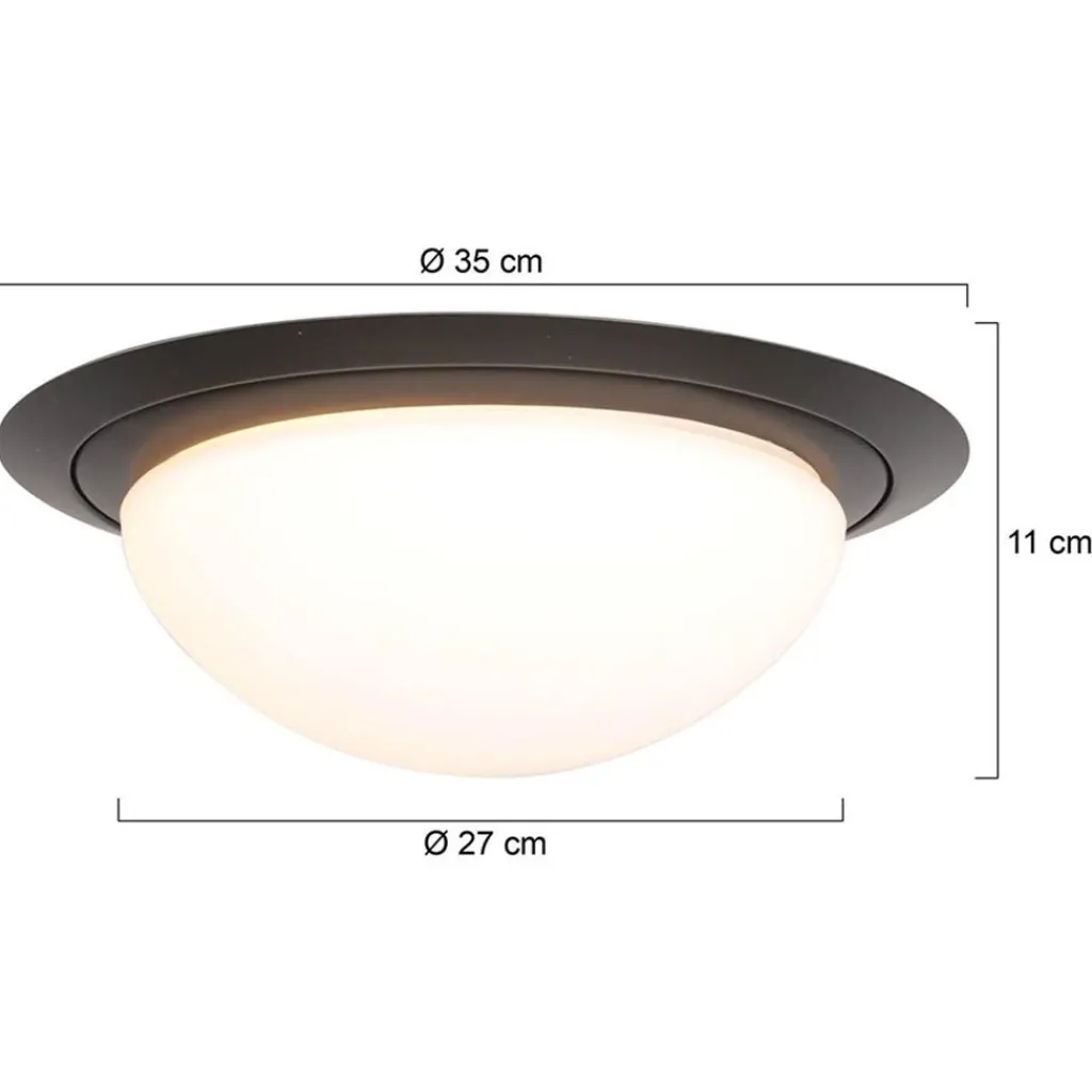 Straluma 3-Standen dimbare LED plafondlamp zwart met wit glas IP44> Plafondlampen|Plafonnières