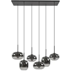 Straluma Stijlvolle 6-lichts hanglamp zwart met gradiënt smoke glas> Hanglampen|Eettafellampen