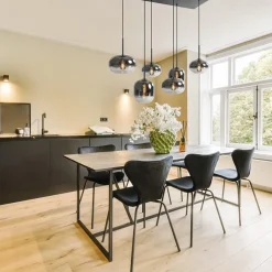 Straluma Stijlvolle 6-lichts hanglamp zwart met gradiënt smoke glas><noscript><img width=