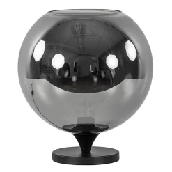 Straluma Stijlvolle tafellamp zwart met smoke/titanium glazen bol> Tafellampen|Luxe Verlichting