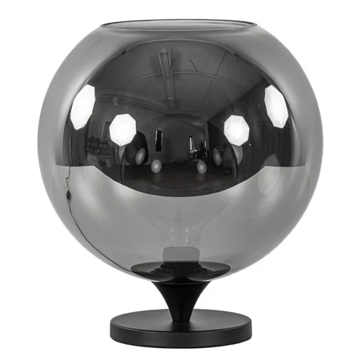 Straluma Stijlvolle tafellamp zwart met smoke/titanium glazen bol> Tafellampen|Luxe Verlichting