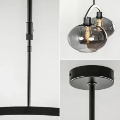 Straluma Strak klassieke hanglamp zwart met smoke glas></noscript> Eettafellampen|Eetkamerverlichting