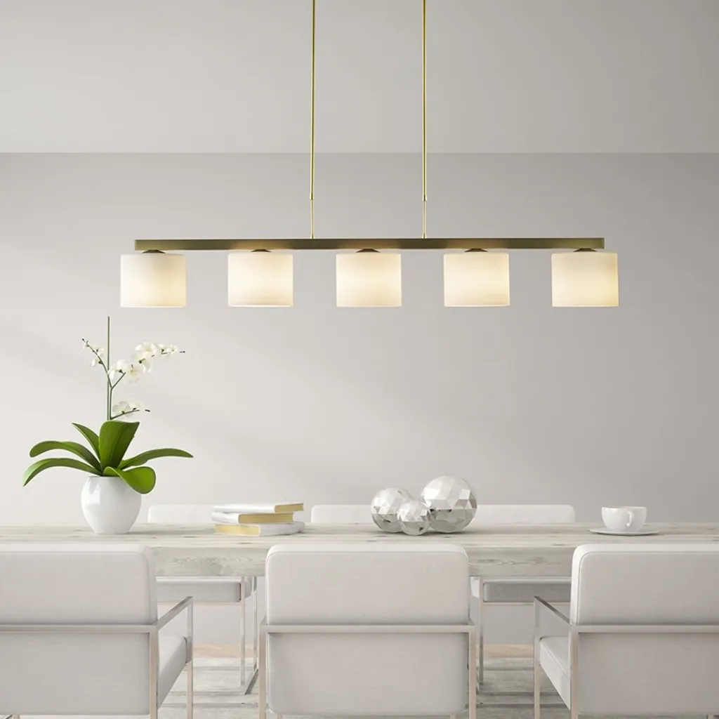 Straluma Strak klassieke hanglamp goud met mat wit glas> Hanglampen|Eettafellampen