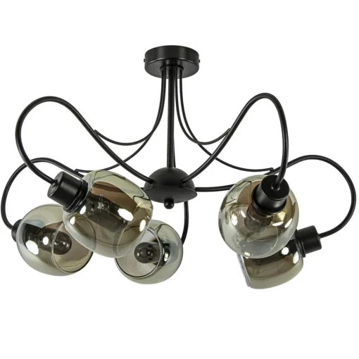 Straluma Strak klassieke 5-lichts plafondlamp met smoke glazen kappen> Plafondlampen|Klassieke Verlichting