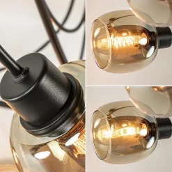 Straluma Strak klassieke 5-lichts plafondlamp met smoke glazen kappen></noscript> Plafondlampen|Klassieke Verlichting