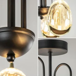Straluma Strak klassieke plafondlamp egg goud met zwart><noscript><img width=
