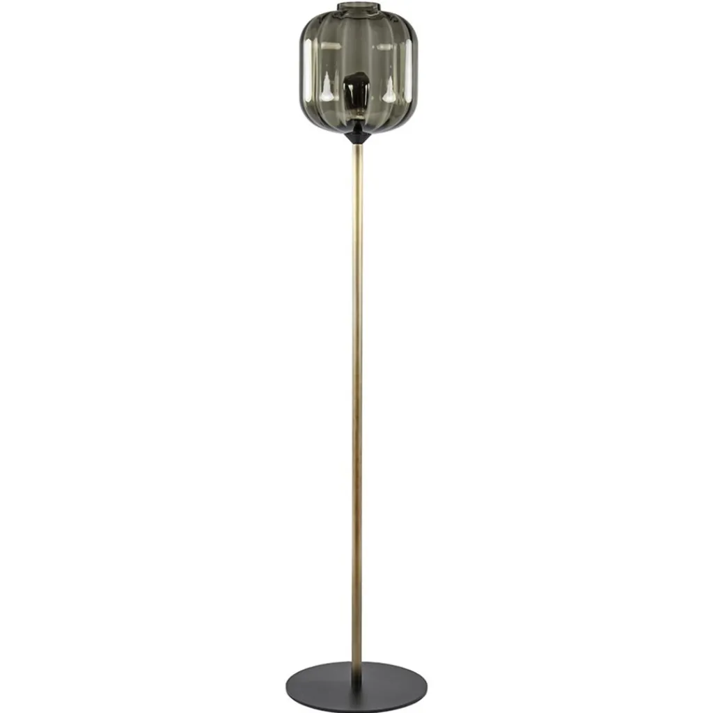 Straluma Strak klassieke vloerlamp brons met zwart en smoke glas> Vloerlampen|Klassieke Verlichting