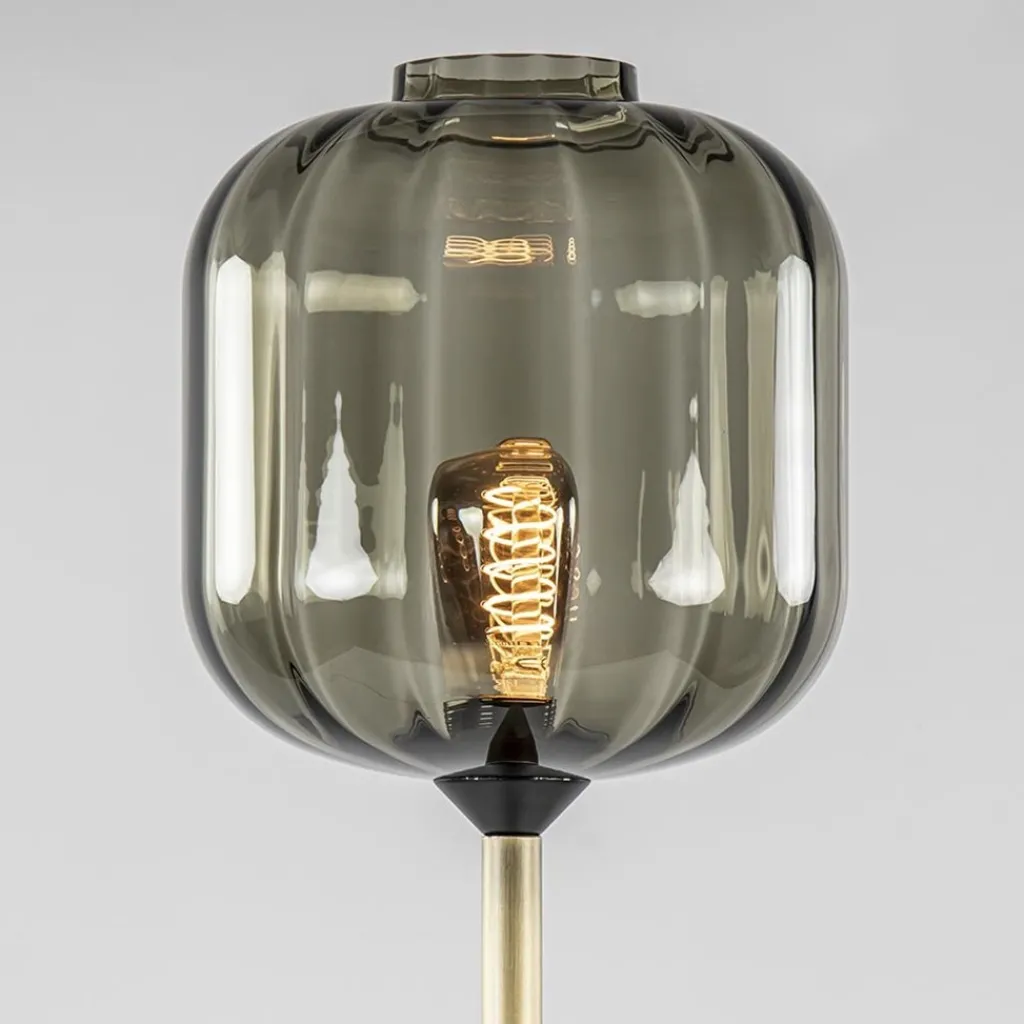 Straluma Strak klassieke vloerlamp brons met zwart en smoke glas> Vloerlampen|Klassieke Verlichting