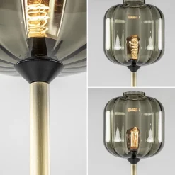Straluma Strak klassieke vloerlamp brons met zwart en smoke glas><noscript><img width=