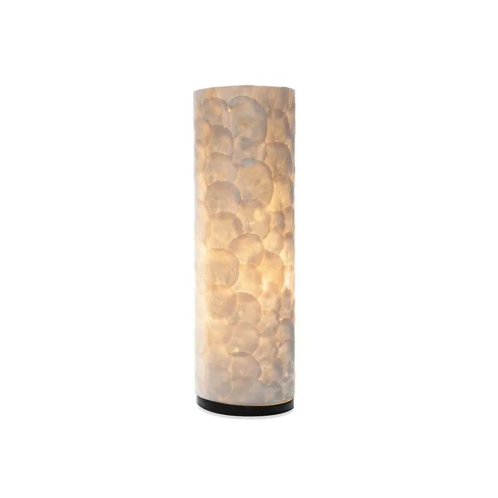 Straluma Tafellamp 40 cm cilinder creme schelpen> Schelpenlampen|Woonkamerlampen