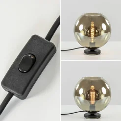 Straluma Tafellamp Bella zwart + smoke glas 25cm><noscript><img width=